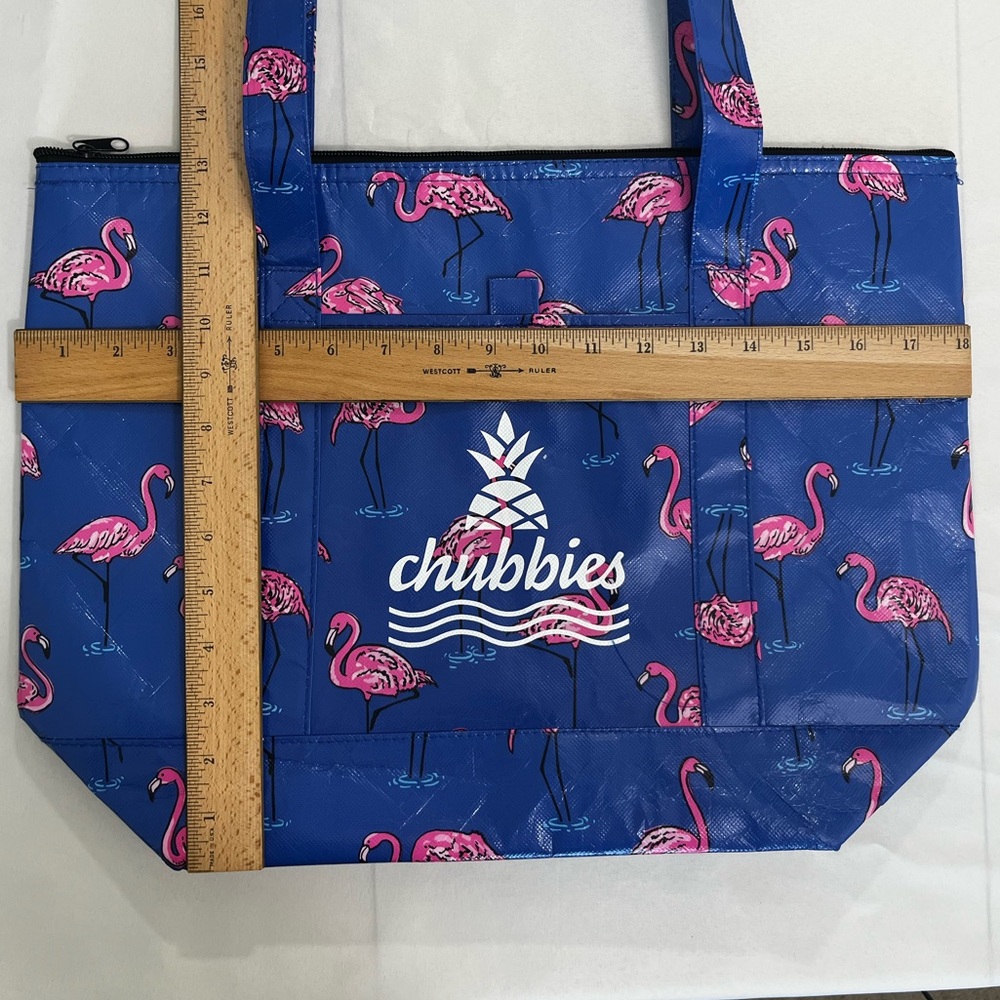 Chubbies Insulated Tote Bag Blue/Pink Flamingo Print - Picture 3 of 8